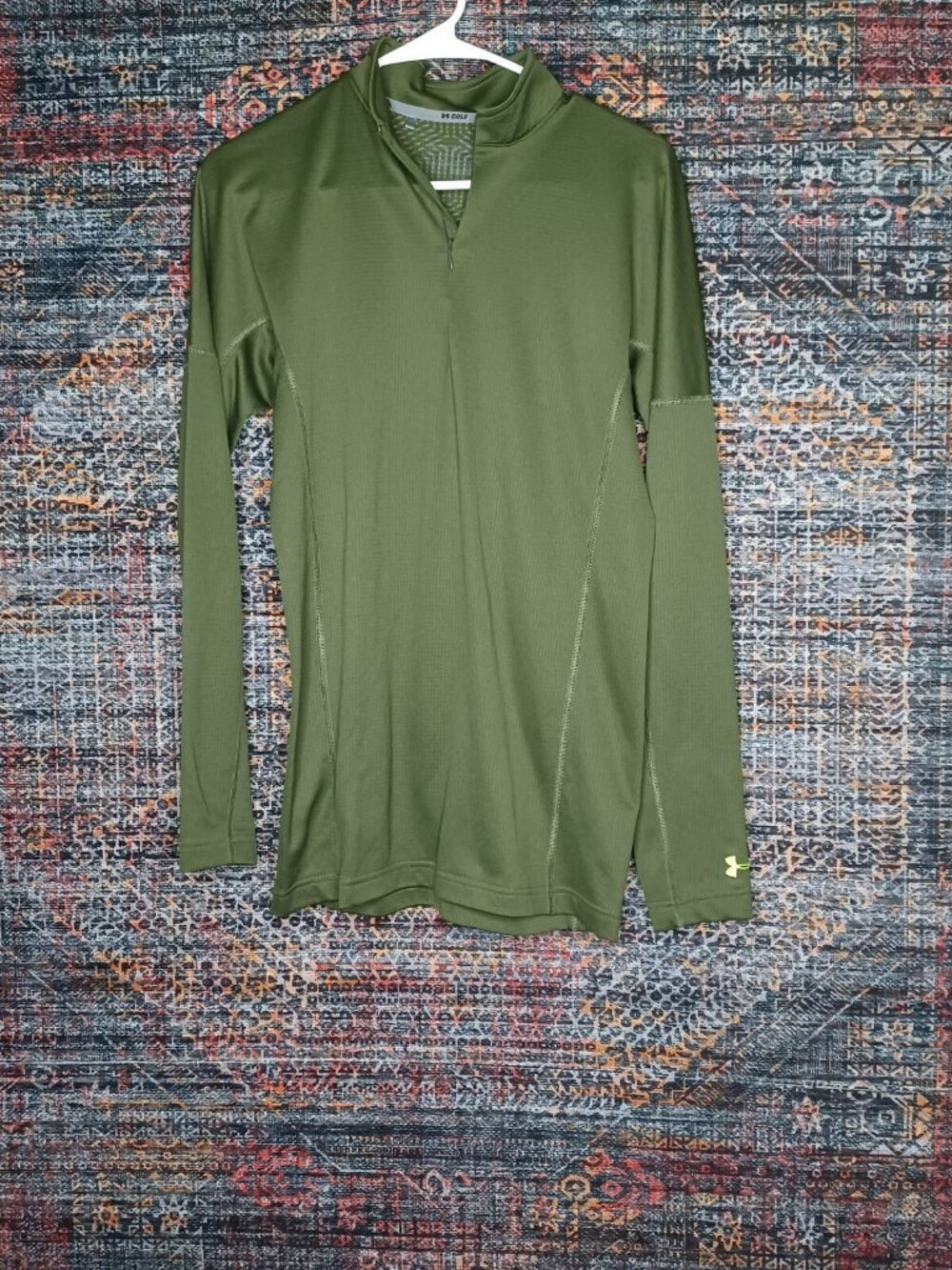 Under Armour Golf mens army green ColdGear Infrared Grid mock zip pullover M EUC